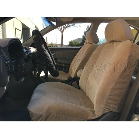 Chevrolet Cruze Seat - Thick Heavy Protective Smooth Textured 4pc Front 2 Seat Cover CHEVROLET CRUZE (Beige Tan)