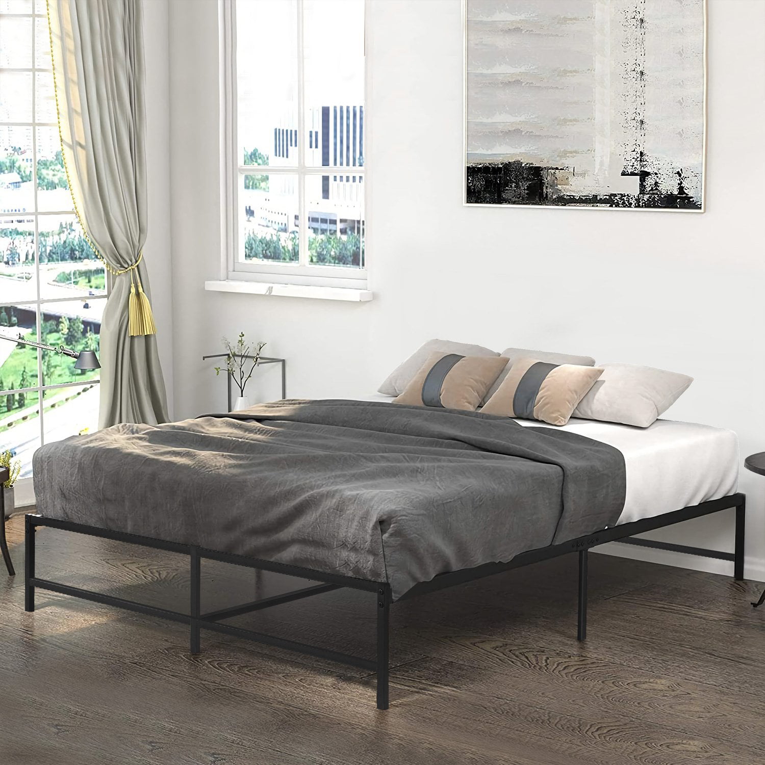 Vecelo King Size Metal Platform Bed, How To Fix Metal Bed Frame Support