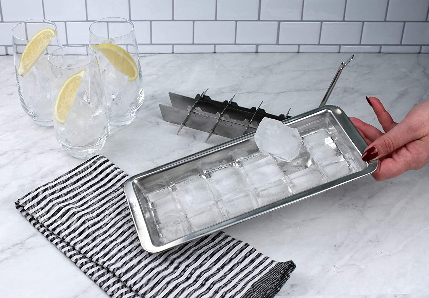 Stainless Steel 18 Cube Ice Cube Tray, Set of 2