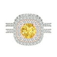 thumbnail image 2 of Clara Pucci 14K White/Rose Gold 1.7825 Natural Citrine Engraveable Engagement Ring + Wedding Band Set, 2 of 7