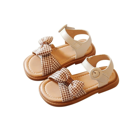 Ketyyh-chn99 Toddler Shoes Girl Kids Shoes Toddler Sandles Girls Sandals Rubber Sole Princess Flat Summer Shoes Brown,7.5