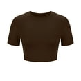 thumbnail image 4 of Lovskoo 2024 Crop Tops for Women Short Sleeve Round Neck Women Clothing Comfortable Breathable Blouses Tops Shirts for Women Coffee XL, 4 of 8