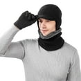 thumbnail image 3 of PuSpu Men's Thick Warm Knitted Hat Scarf Gloves Three Piece Set Outdoor Commuting With Fleece And Warm Touch Screen Gloves, 3 of 3