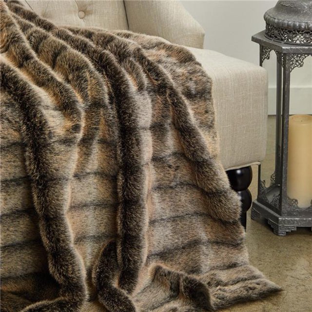 Plutus PBEZ1780-108x90T Frost Mink Faux Fur Luxury Throw Blanket, Dark Brown - Queen