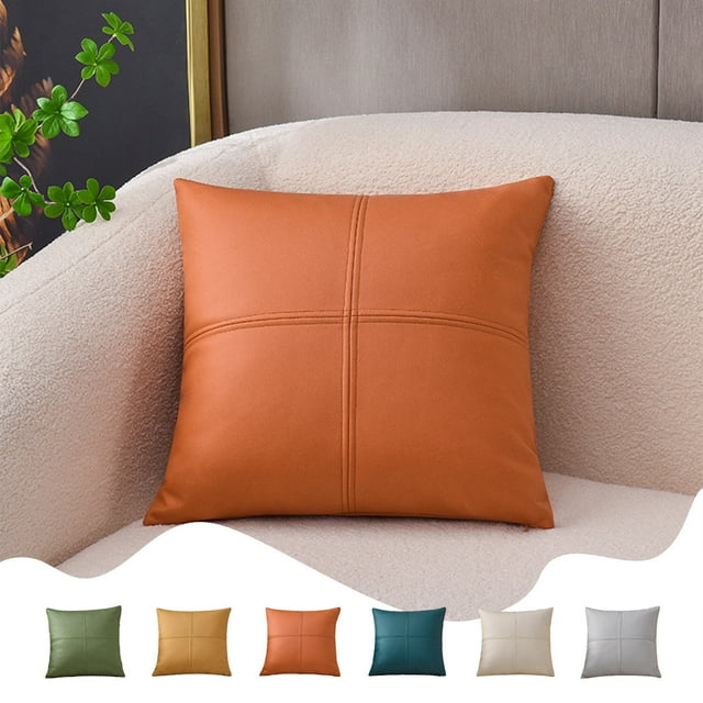 mtvxesu Patchwork Polyester Pillow Cover with Leather Feel, Waterproof Sofa Cushion Protector, 45X45Cm, 1 Piece