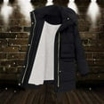 thumbnail image 2 of Jinhomg Thick Hooded Coat for Women Soft Cozy Fleece Lined Puffer Jacket Winter Plus Size Thermal Long Sleeve Double Closure Outerwear with Multi Pockets Summer Saving Black XXXL, 2 of 6