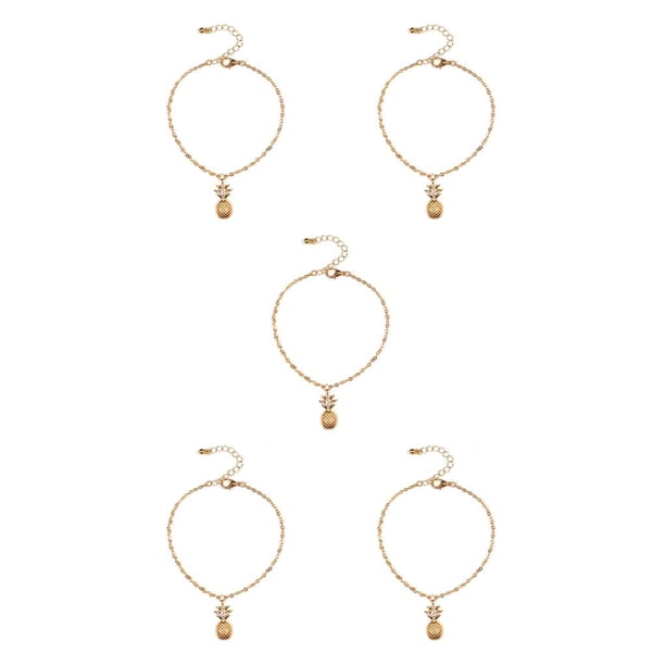 Pulseras de tobillo Qarigey de aleación elegante Tridimensional 5piezas Oro