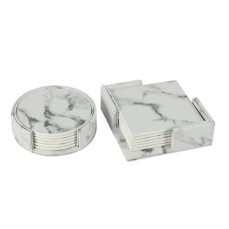 

Marble Leather Round Coaster Placemat Coaster Mat Kitchen Utensils