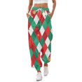 thumbnail image 1 of Gibobby pantalones jogger mujer Pantalones con cordón de cintura elástica a la moda informal con estampado navideño para mujer con polainas pantalones deportivos para correr (Rojo, XL), 1 of 3