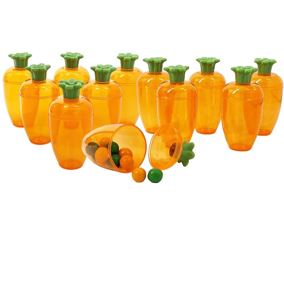 Easter Fillable Easter Carrots Containers, Bright Orange Plastic Easter