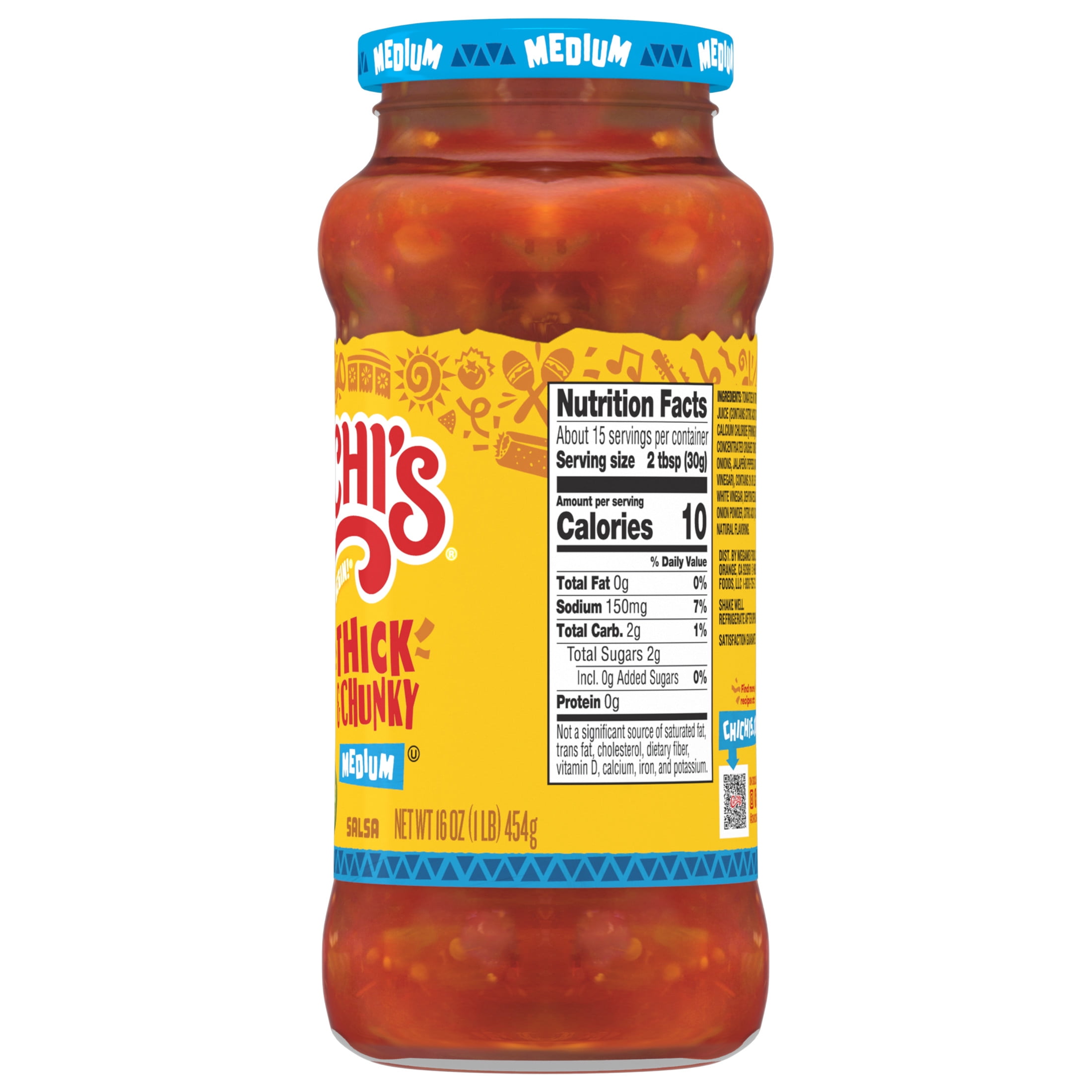 CHI-CHI'S Thick & Chunky Medium Salsa, Gluten Free, Chip Dip, 16 oz Glass Jar​