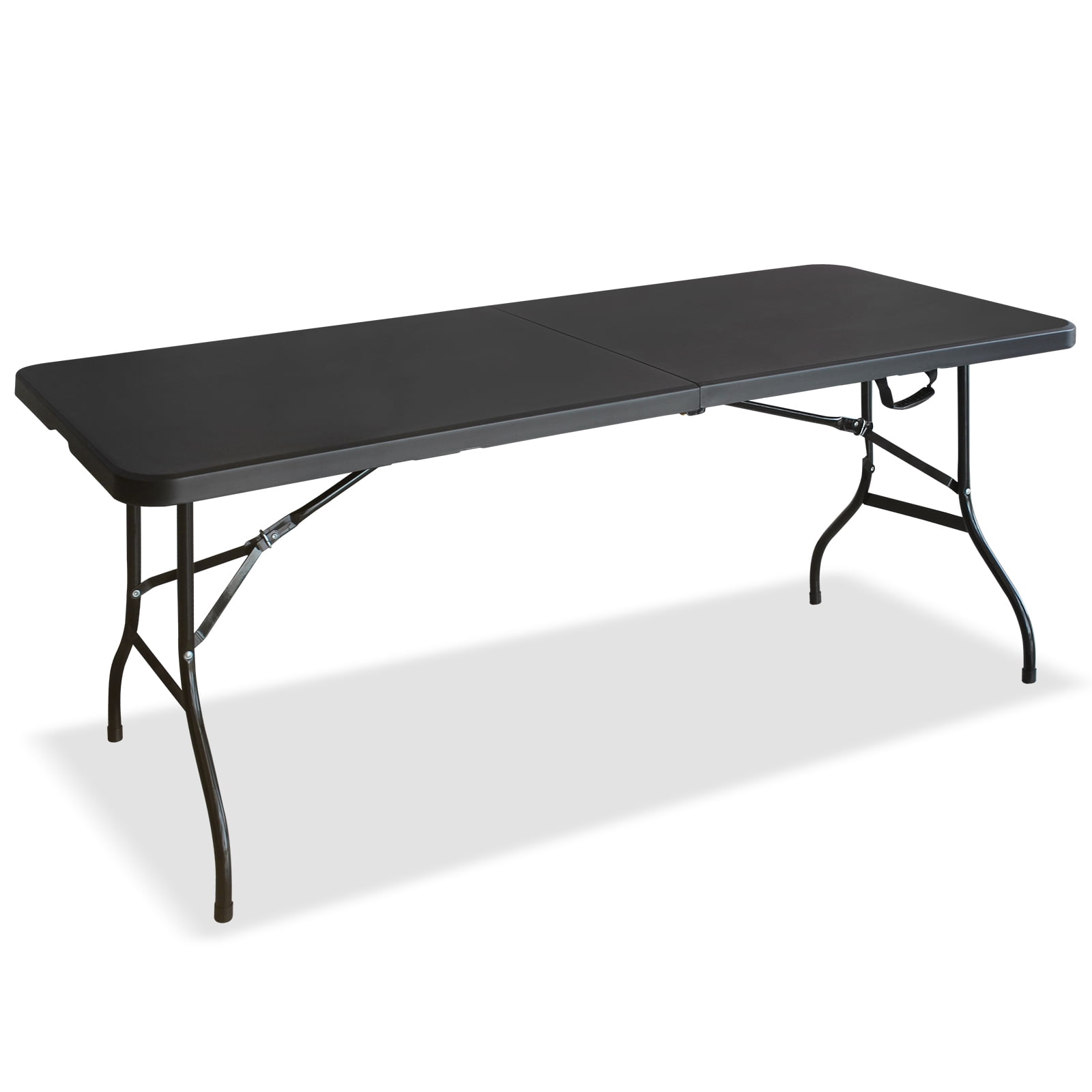 6ft Black Multi functional Outdoor Folding Leisure Picnic Game Party Table Indoor Outdoor Portable Dining Study Display Barbecue Table