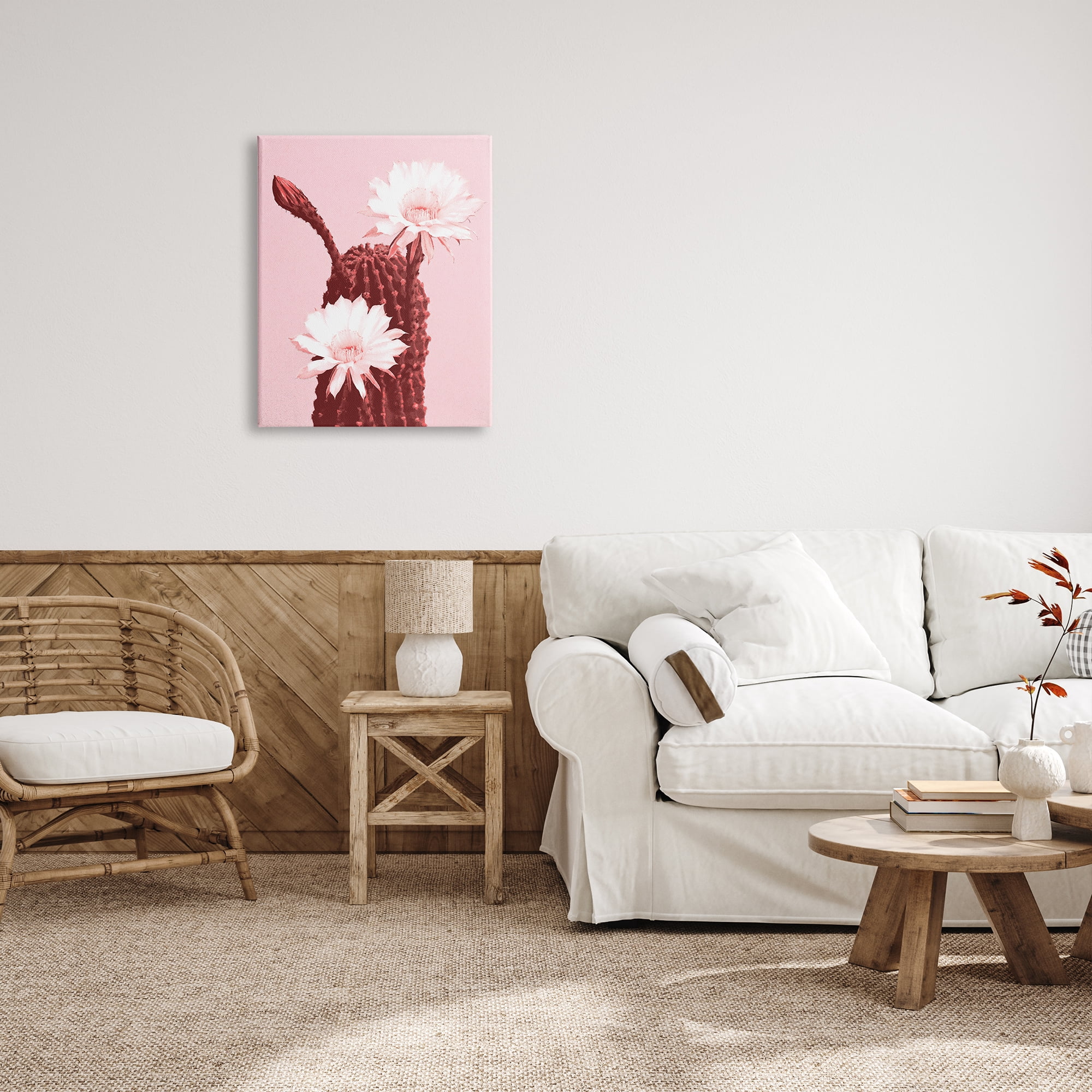 Stupell Industries Pink Cactus Flowers Botanical & Floral Painting Gallery Wrapped Canvas Print Wall Art, 24 x 30