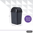 thumbnail image 3 of Superio New Small 2.5 Gallon Plastic Trash Can with Swing Top Lid, Waste Bin for Under Desk, Office, Bedroom, Bathroom- 10 Qt (Dark Grey/Black) 2 Pack, 3 of 4