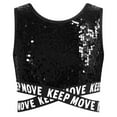 thumbnail image 2 of dPois Kids Girls Sparkle Sequin Hip Hop Dance Top Vest Crisscross Back Sleeveless Metallic Jazz Tank Black 14, 2 of 6