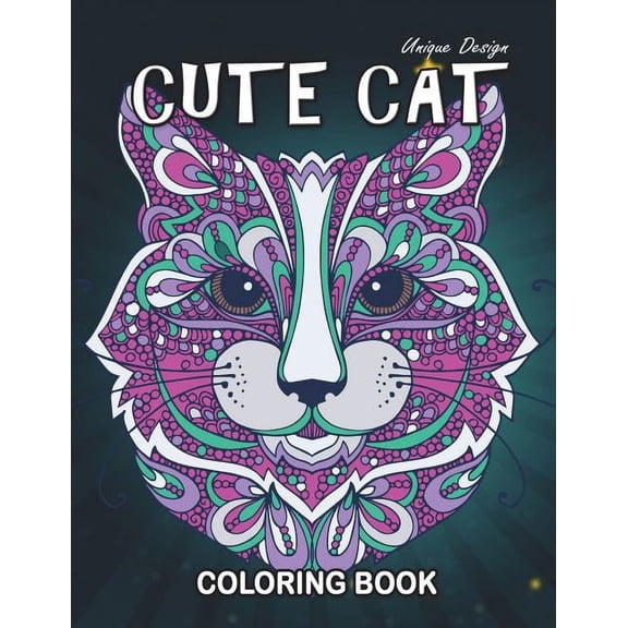 Cute Cat Coloring Book: Stress Relieving Design for Girls, Teen and Adults Coloring Book Easy to Color, (Paperback)