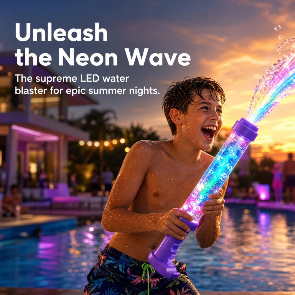 Glowing Rainbow LED Water Blaster | Summer Fun that Pops Like Magic!Creativity Squirt Water Blaster Guns,Firework Spray Water Soaker Toys for Pool Party Outdoor Summer Water Games