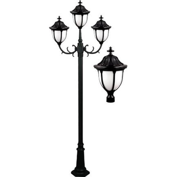 Dabmar Lighting GM5523-B 120V E26 3X Cast Aluminium 3 Post Top Light Fixture Pole Plus Base, Black