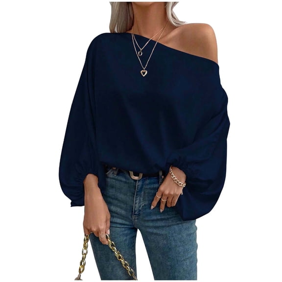 Long Sleeve Shirts for Women, Off The Shoulder Blouses for Women Long Length Sleeve Tops Dressy Casual Blouse