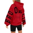 thumbnail image 2 of Women'S Long Sleeved Zipperless New York Printed Hoodie With Back, Red M, 2 of 4