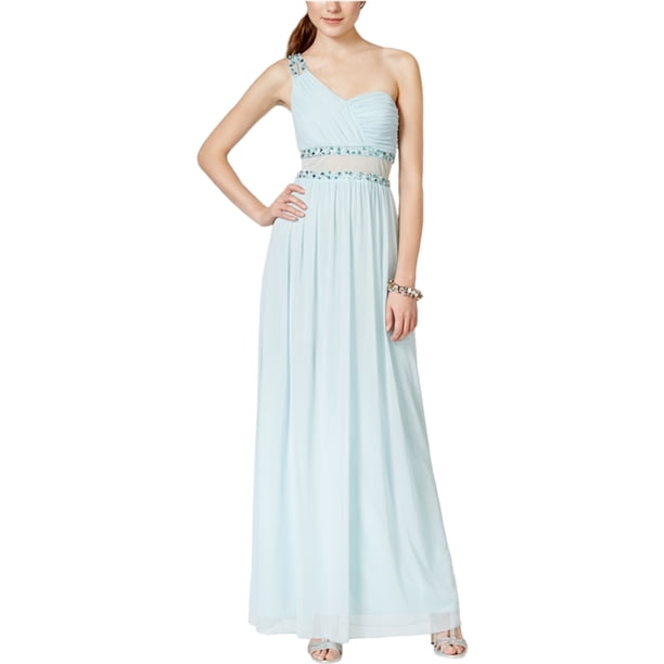 City Studio Vestido acampanado adornado para mujer, Azul, 7