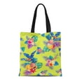 thumbnail image 1 of KDAGR Canvas Bag Resuable Tote Grocery Shopping Bags Blue Leaf with Tropical Fruits Palm Leaves and Flowers Colorful Nature Aloha Tote Bag, 1 of 1