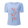 thumbnail image 3 of Gibobby Playera Manga Corta para Mujer Camiseta manga corta con cuello redondo y estampado flores para mujer(BU2,CH), 3 of 5