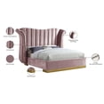thumbnail image 4 of Meridian Furniture Flora Solid Wood and Velvet King Bed in Pink, 4 of 5