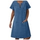 thumbnail image 1 of Vestido túnica cómodo y fluido de verano para mujer, con bolsillos laterales, mezcla de poliéster, informal para el día a día, tallas S-XXXL, 1 of 5