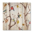 thumbnail image 3 of Designart 'Little Birds and Fall Trees' Traditional Print on Natural Pine Wood, 3 of 5