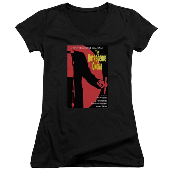 Star Trek Tng Season 2 Episode 4 Junior Women's V-Neck T-Shirt Black