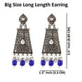 thumbnail image 2 of Efulgenz Indian Earrings Ethnic Crystal Kundan Enamel Faux Pearl Beads Drop Hoop Jhumka Jhumki Dangle Earrings for Women, Grey, 2 of 5