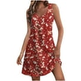 thumbnail image 2 of Ovzne Robes d'Été pour Femmes Robe pour Femme Robe d'Été Décontractée pour Femmes Robe Longue Sans Manches à Col en V Robe de Vacances Imprimée en Liquidation, 2 of 7