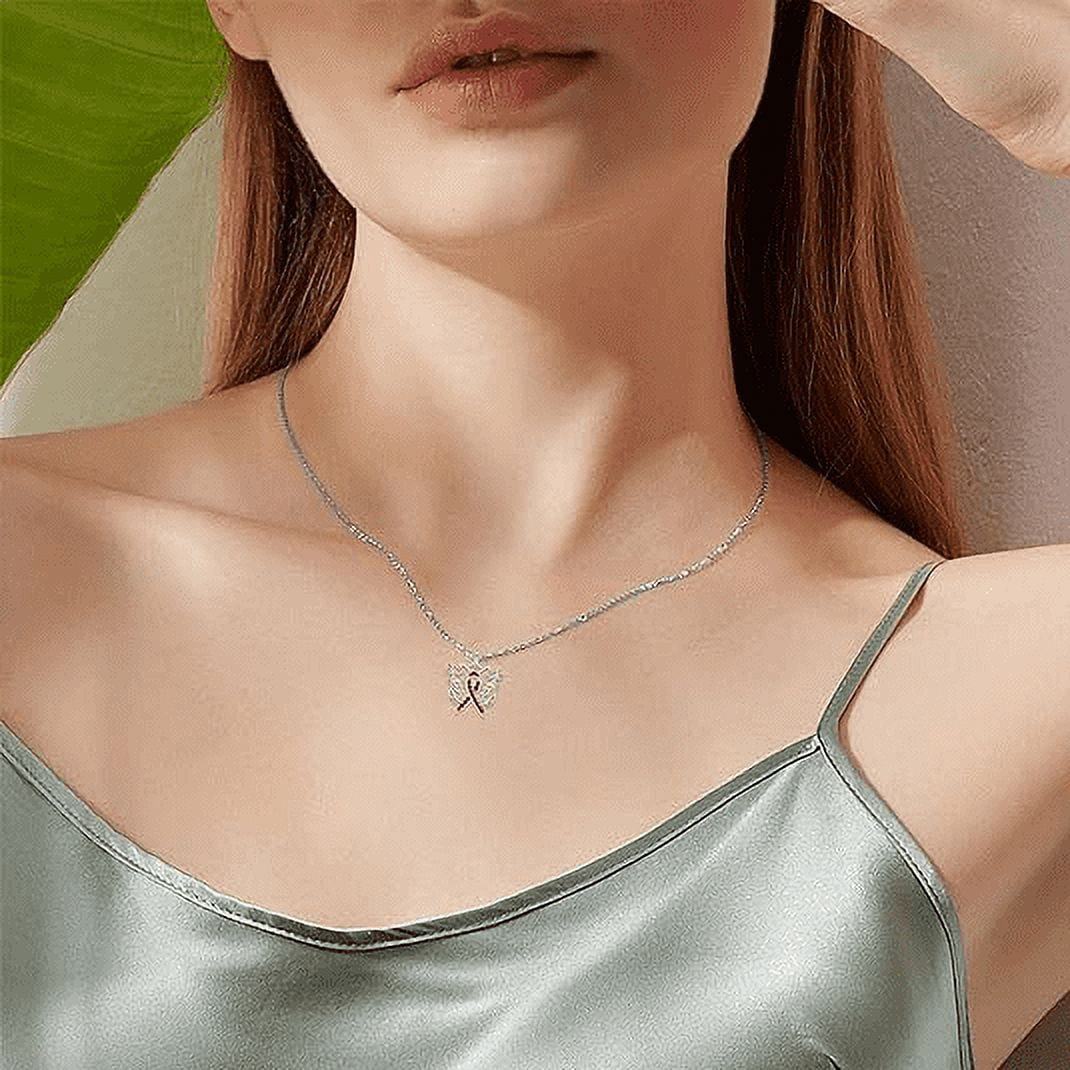 SOULMEET Butterfly Necklace 928 Sterling Silver with Crystal Cancer Survivor Jewelry Gifts for Women