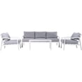 thumbnail image 1 of Mod Greyson 4-Piece Outdoor Conversation Set, with 2 Aluminum Side Chairs, Sofa, Slat Top Coffee Table, Plush Grey Cushions, Rust-Resistant, All-Weather - GRYSN4PC-GRY, 1 of 9