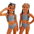 thumbnail image 3 of CCRFTGI Girls Swimsuits Size 10-12 Two Piece Sets Swim Vacation Bathing Suit Beach Holiday Sequin Print Bikinis Summer Cute Girls Fashion Swimsuits Swimwear Light Gray 1-2 Years, 3 of 9