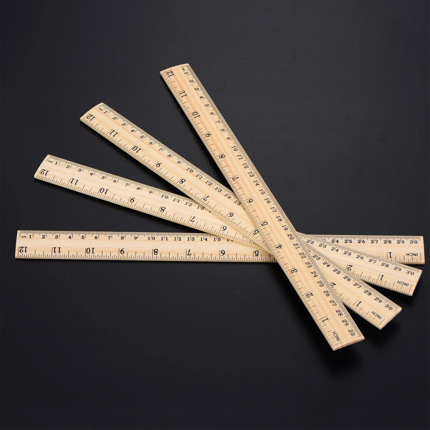 12 x Wood Ruler Student Rulers Wooden School Rulers Office Ruler Measuring B2R7 