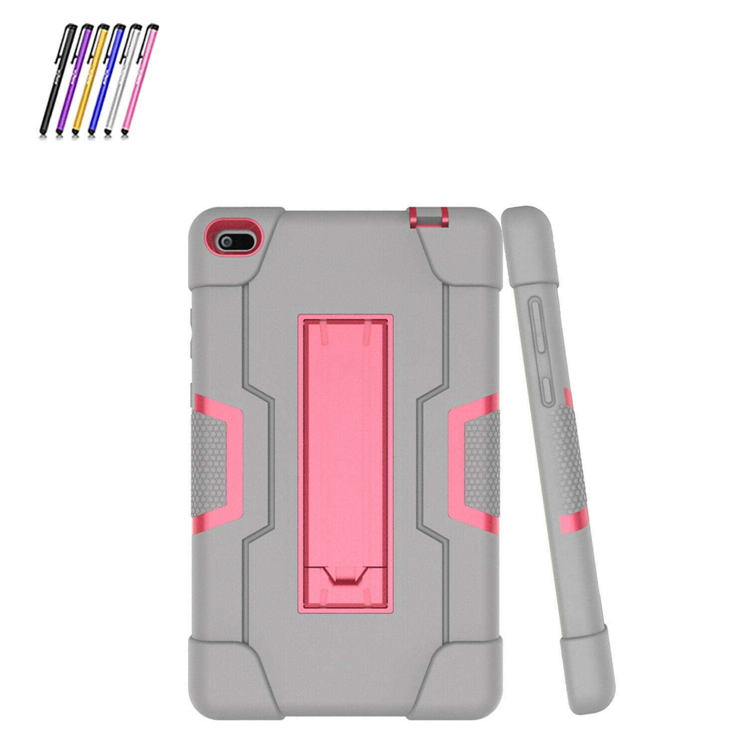 GoldCherry For Lenovo Tab E8 Case TB-8304F Heavy Duty Rugged Hybrid Armor  with Build in Kickstand Cover for Lenovo Tab E8 TB-8304F/TB-8304F1 Tablet(Gray+Pink  ) 