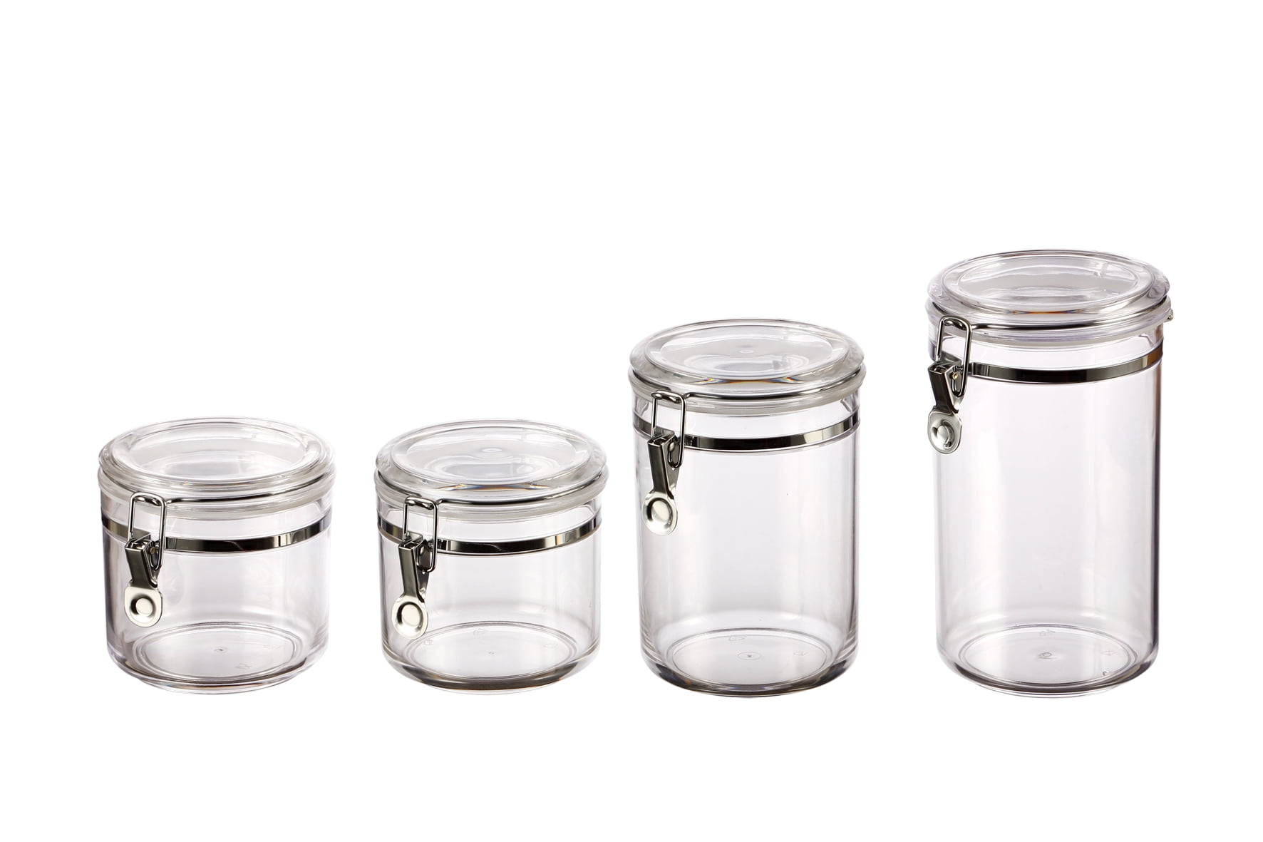 4-Pc Kitchen Food Storage Organizer Glass Coffee Sugar Jar Canister Set Clear 