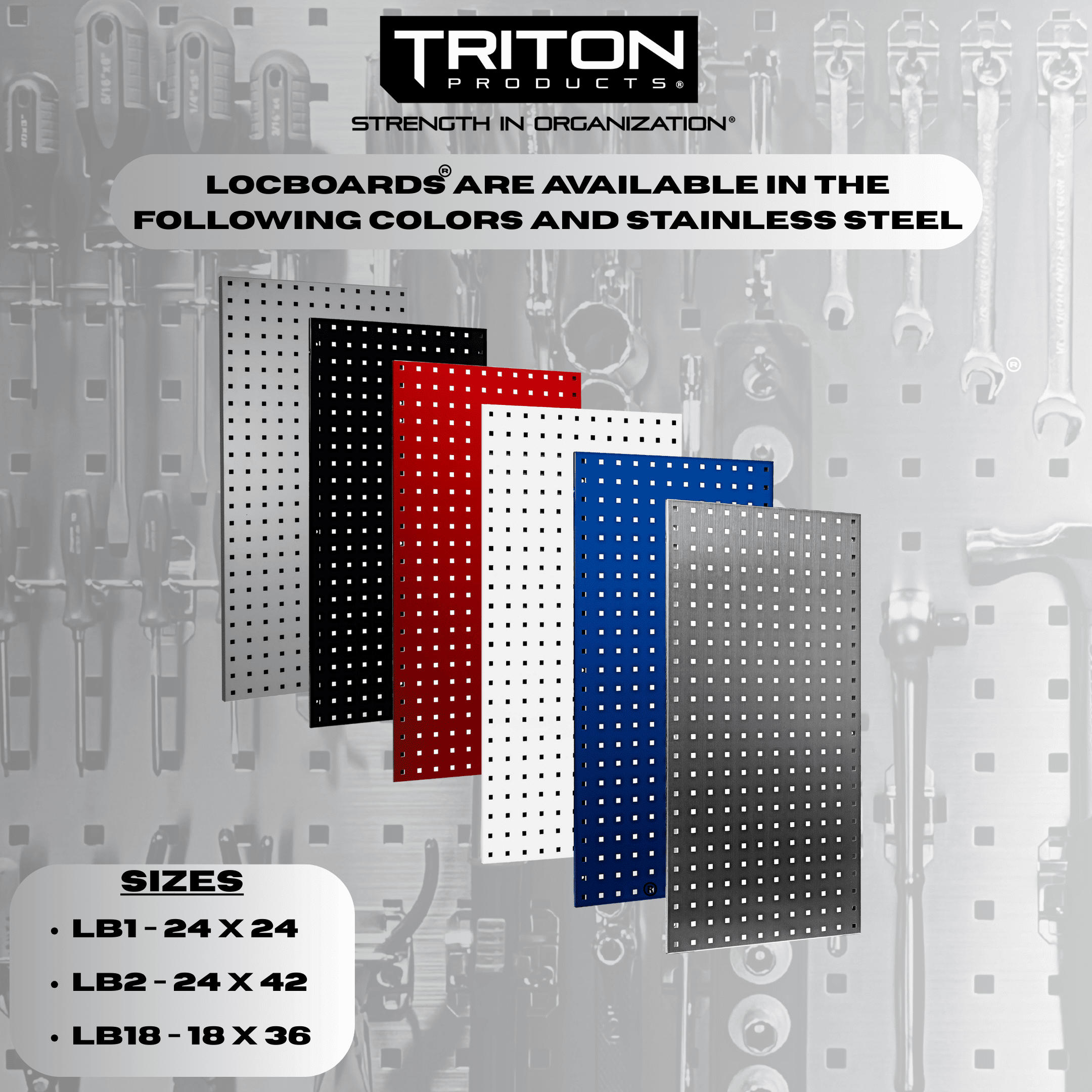 Triton Products (2) 24 In. W x 42-1/2 In. H Gray Epoxy Coated 18-Gauge Steel Square Hole Pegboards & Mounting Hardware