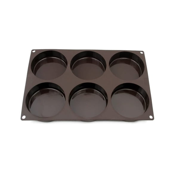 Lurch Poêle à Hamburger en Silicone Flexiform Antiadhésive Moule Parfait pour Petits Gâteaux Ou Pain 6 Cavités pour Burgers - Marron ( 3.9 Pouces)
