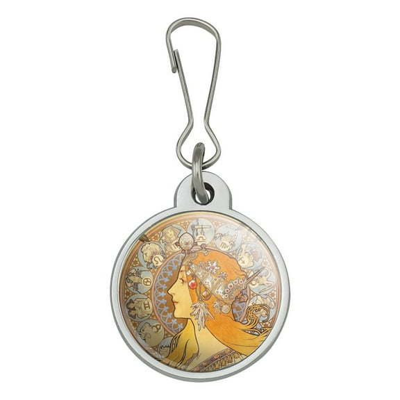 Zodiac Alphonse Mucha Art Nouveau Jacket Handbag Purse Luggage Backpack Zipper Pull Charm