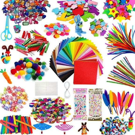 YANSION 1000Pcs DIY Arts and Crafts Supplies Craft Art Supply Kit, DIY Crafting Collage Arts Set, Educational Toy Set