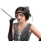 thumbnail image 5 of Diadema estilo flapper de los años 20, cristal de plumas, accesorios para tocado vintage de los años 20 para mujer, fiesta temática de disfraces de Gatsby, diadema de plumas, par de cóctel, 5 of 5