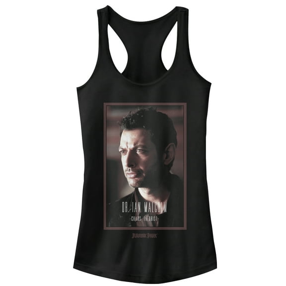 Junior's Jurassic Park Dr. Malcolm Chaos Theorist  Racerback Tank Top Black 2X Large