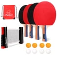 thumbnail image 1 of Set de palas de ping pong FBSPORT para tenis de mesa con 4 raquetas y 8 pelotas, 1 of 7