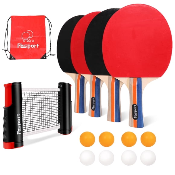 Set de palas de ping pong FBSPORT para tenis de mesa con 4 raquetas y 8 pelotas