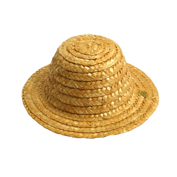 Vintage Round Top Straw Woven Hat for Dolls Bears Country Crafts 7"