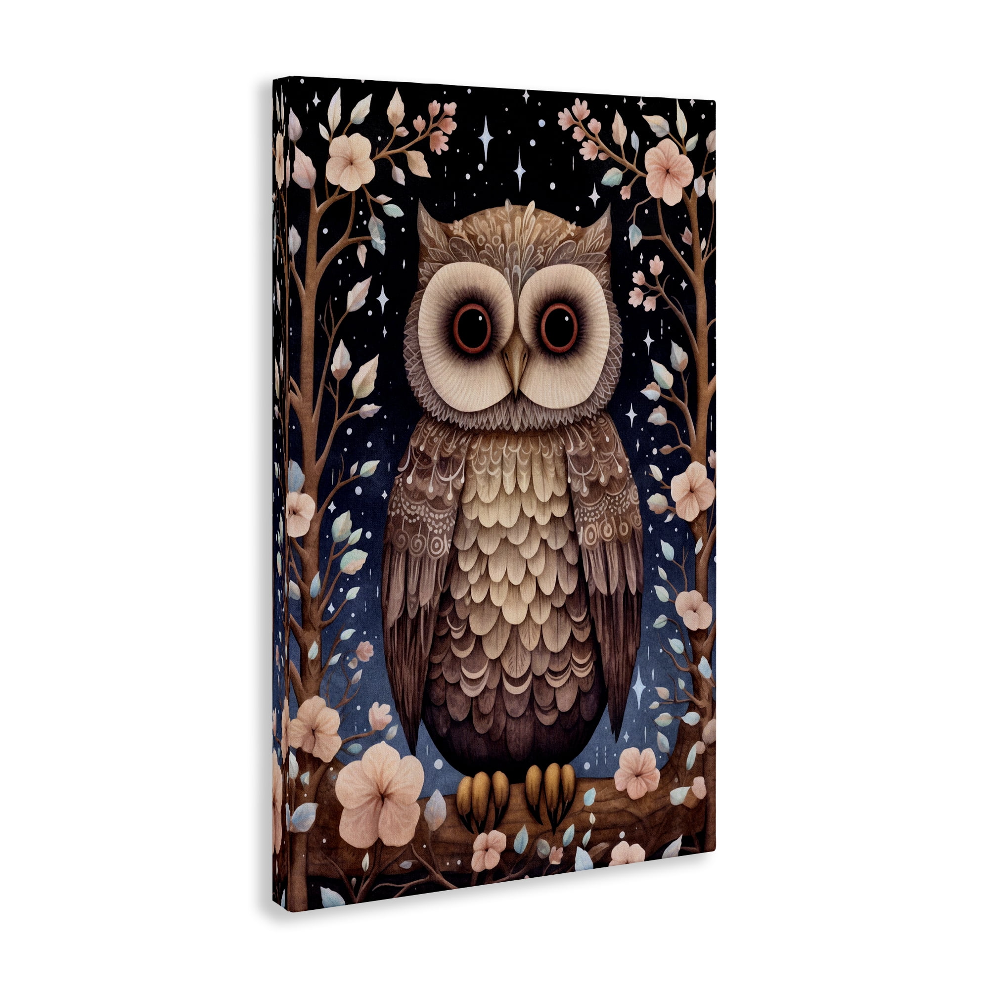 Stupell Industries Woodland Pattern Owl Animals & Insects Painting Gallery Wrapped Canvas Art Print Wall Art, 30 x 45