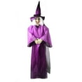 thumbnail image 2 of EIMELI Halloween Decor Animated Purple Witch Hanging House Prop Decorations LED Eyes, 2 of 4